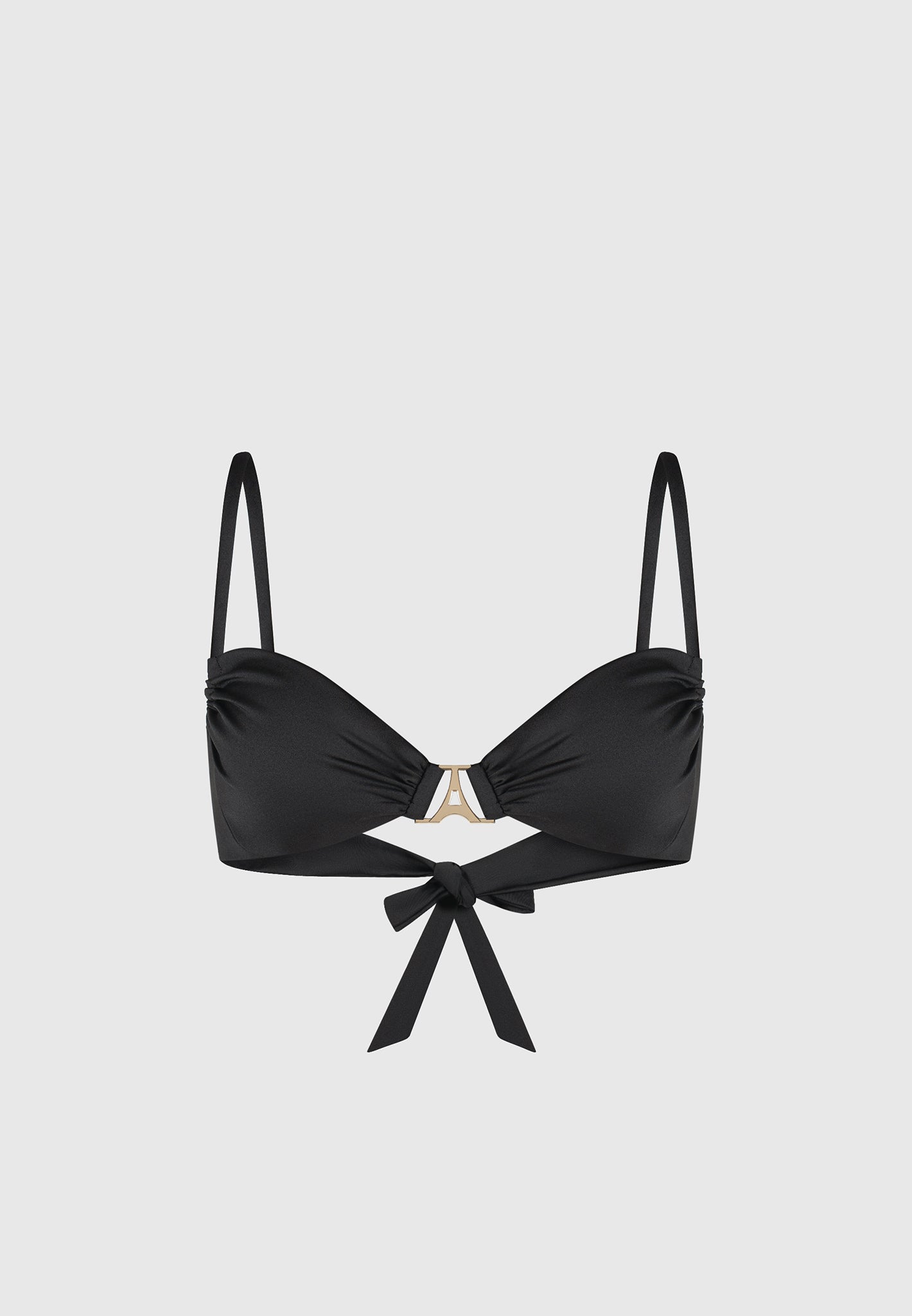 Eiffel Ruched Bikini Top - Black
