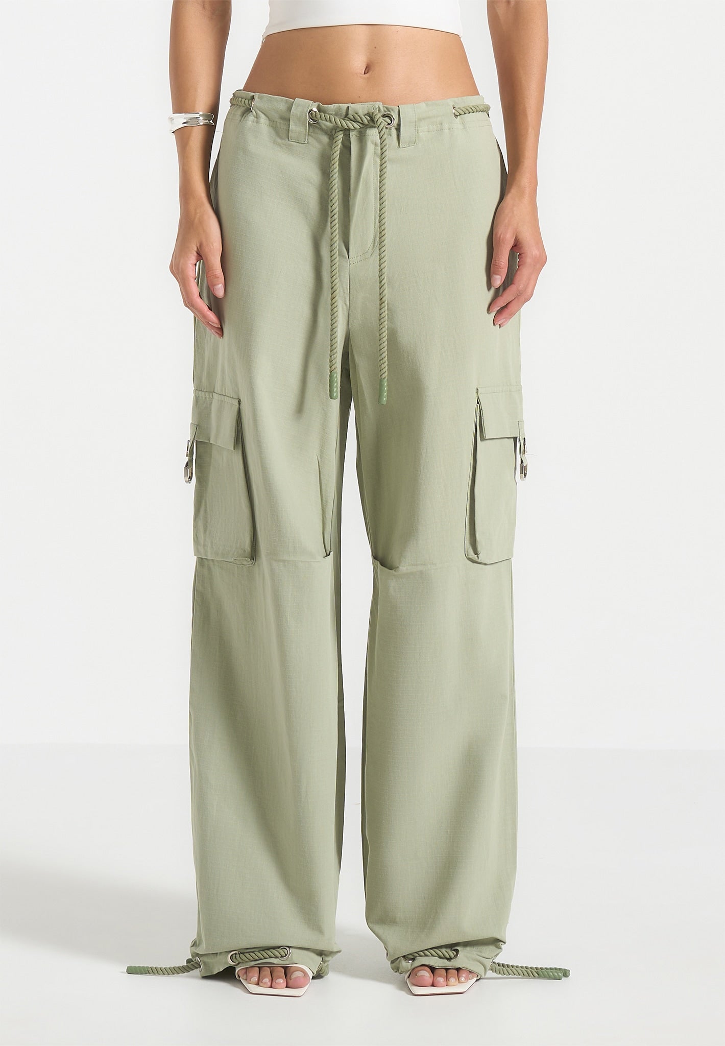 Ripstop Parachute Cargo Pants - Sage