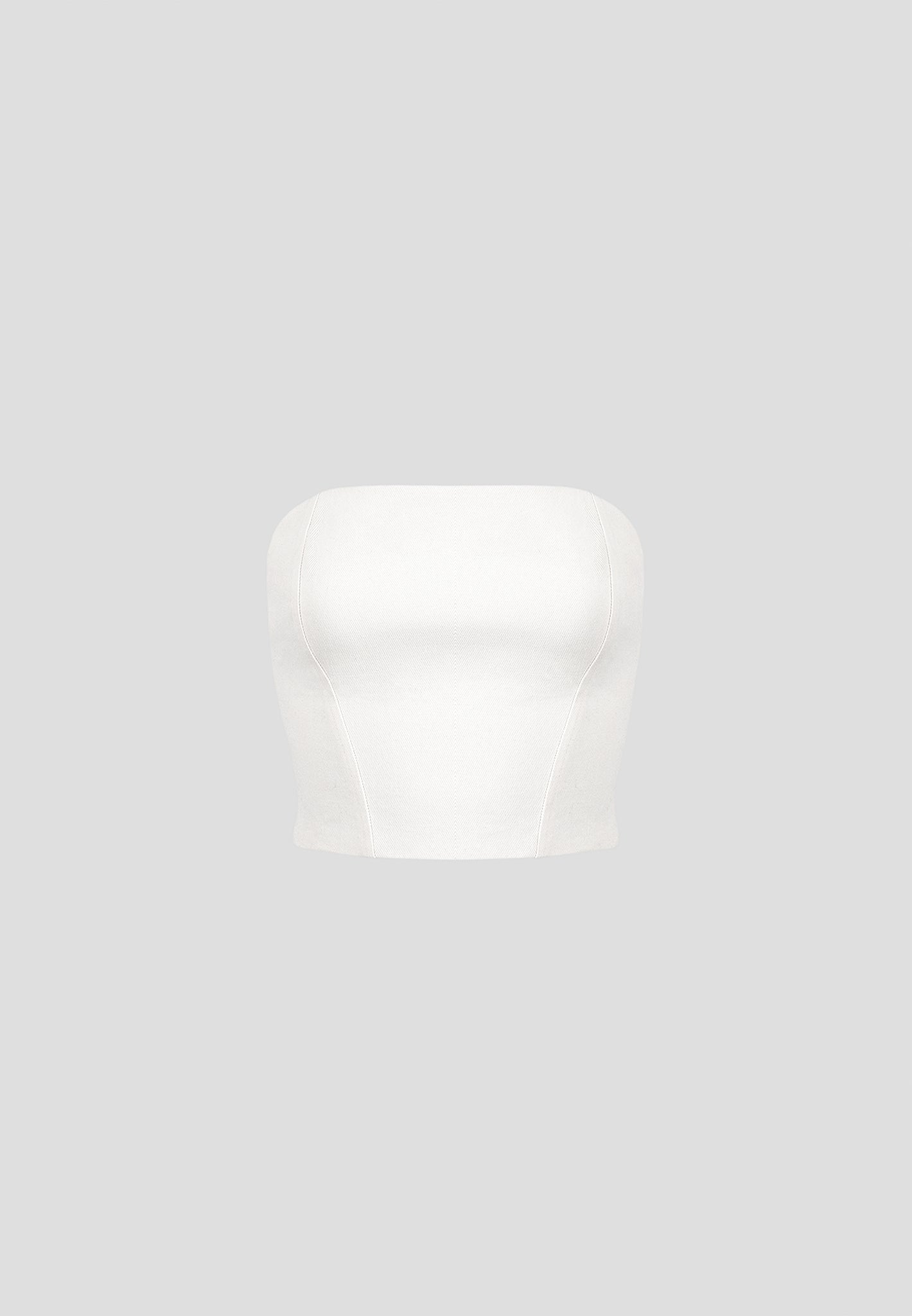 Denim Bandeau Corset Top - Off White