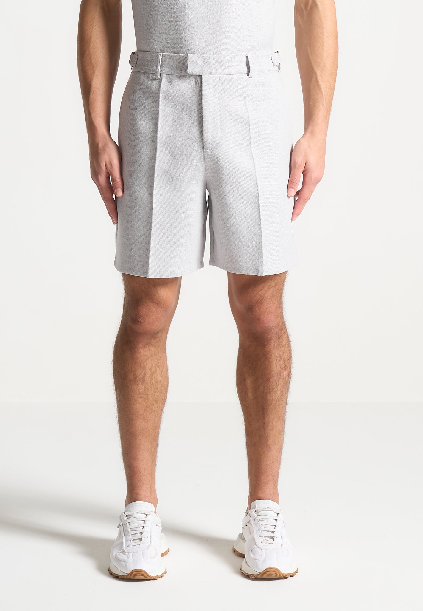 Textured Tailored Shorts - Grey